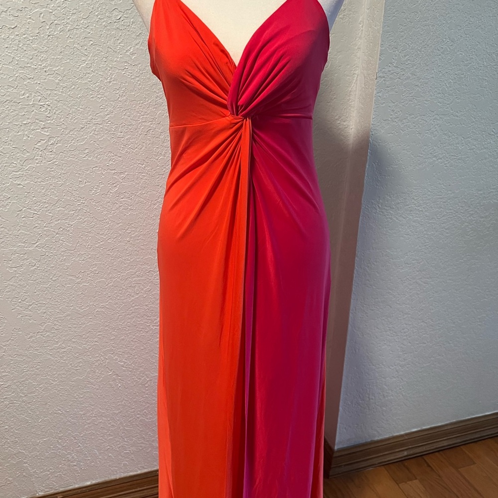 Elegant Two-Tone Red and Pink Dress